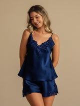 [Dark Blue] SilkSilky-AU Sleeveless V Neck Camisole Set 001