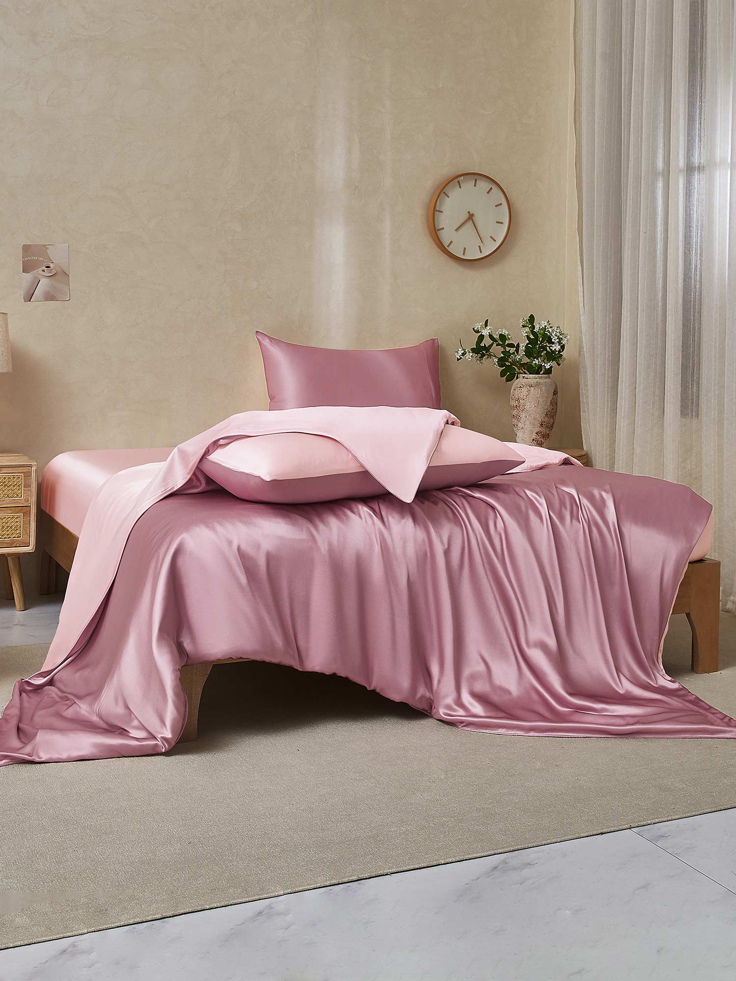 [PaleMauve+LightPink] SilkSilky-AU 25Momme Bedding Set 002