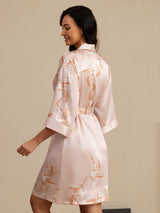 [Pink] SilkSilky-AU 3/4 Sleeve Women's Dressing Gown 002