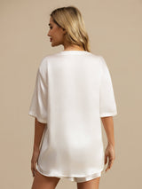 [White] SilkSilky-AU Short Sleeve Round Neck Women's Pyjamas 002