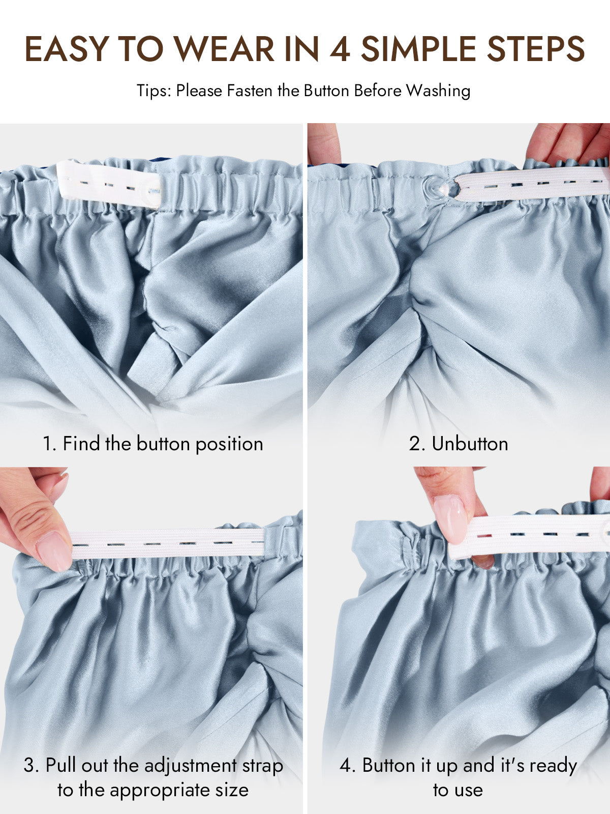 [Steel Blue] SilkSilky-AU 22Momme Pure Silk Sleep Cap 006