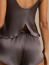 [Purple Gray] SilkSilky-AU Spaghetti Strap Scoop Neck Camisole Set 006