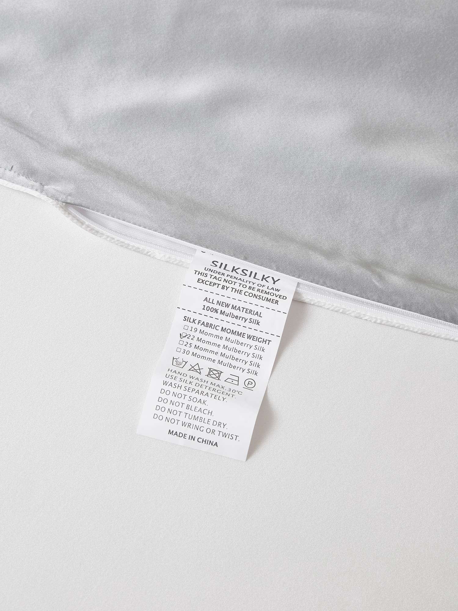 [LightGray+White] SilkSilky-AU 22Momme Bedding Set 004