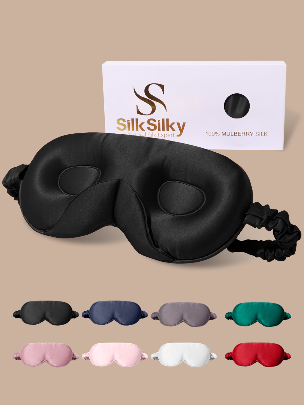 [Black] SilkSilky-AU Pure Silk Eye Mask 001