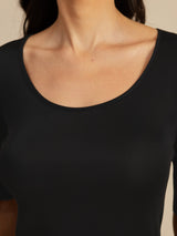 [Black] SilkSilky-AU Half Sleeve Women's T-Shirt 006