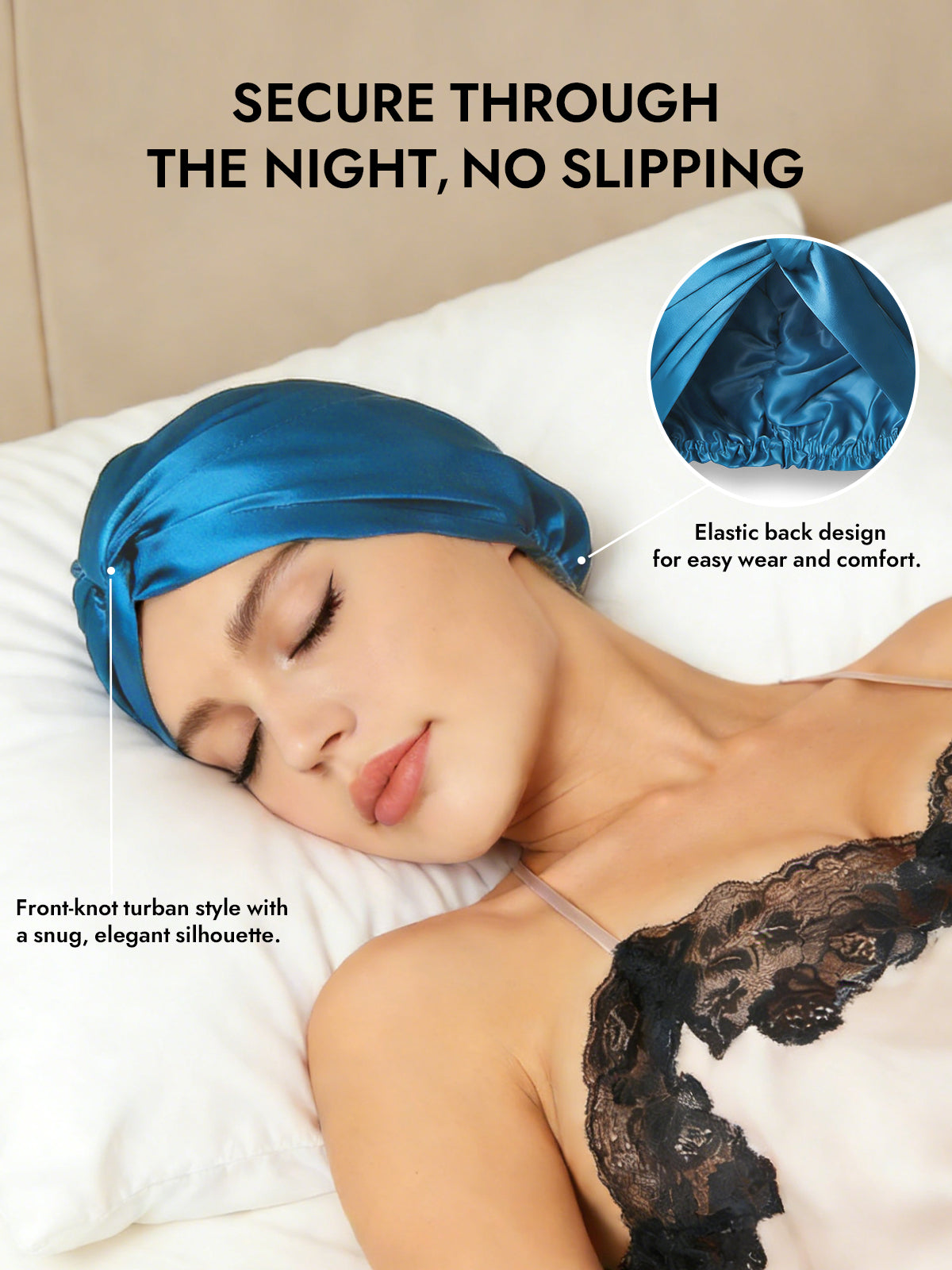 [Teal] SilkSilky-AU Pure Silk Sleep Cap 005