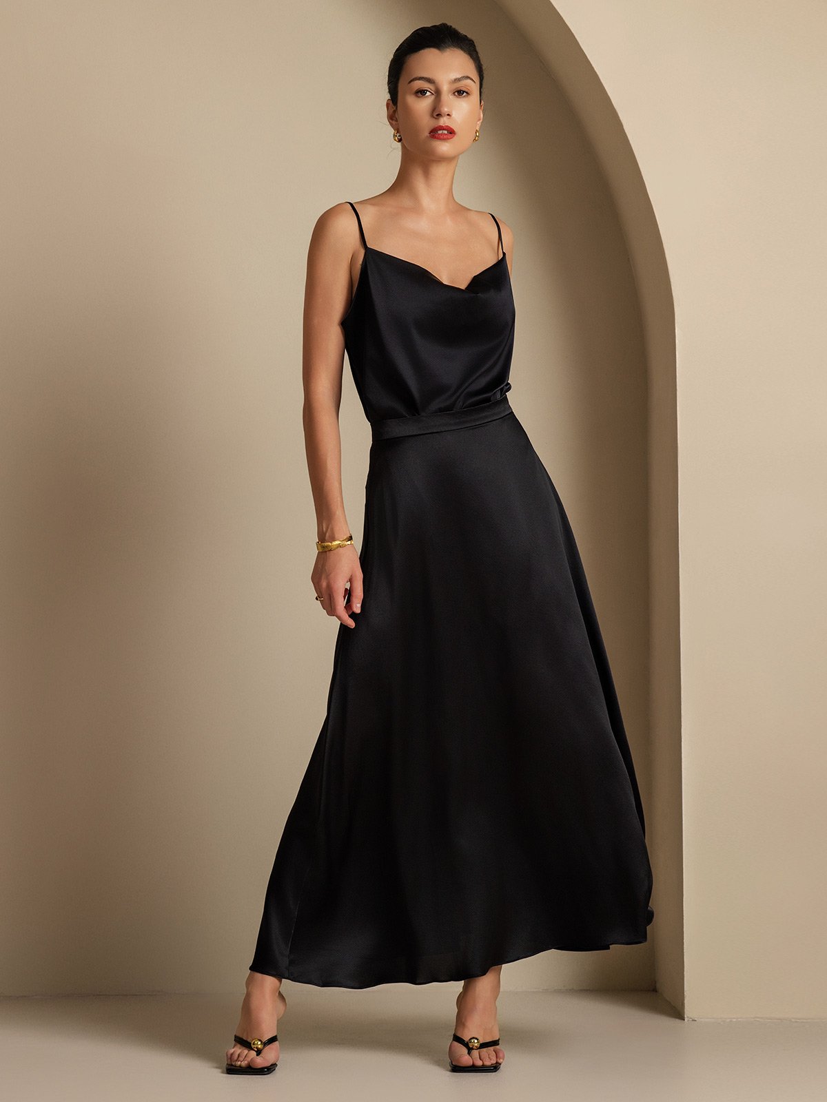 [Black] SilkSilky-AU 19Momme Silk Skirt 004,