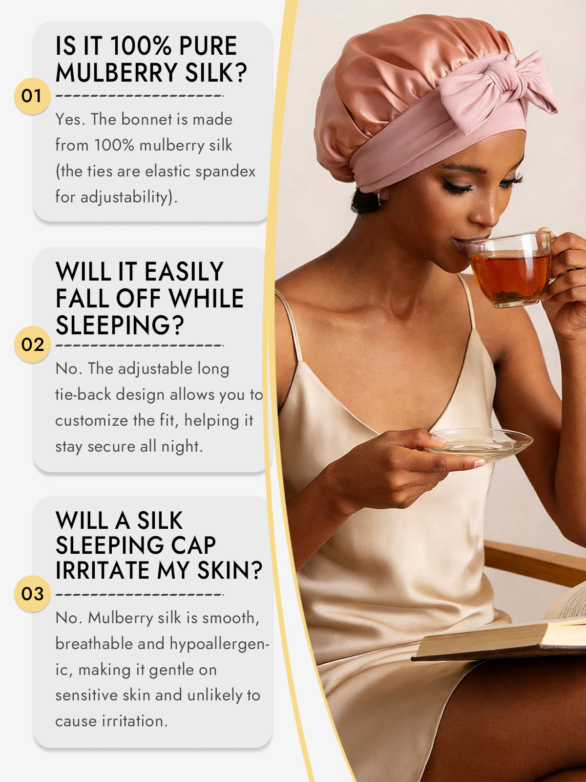 [Pink] SilkSilky-AU Pure Silk Sleep Cap 006