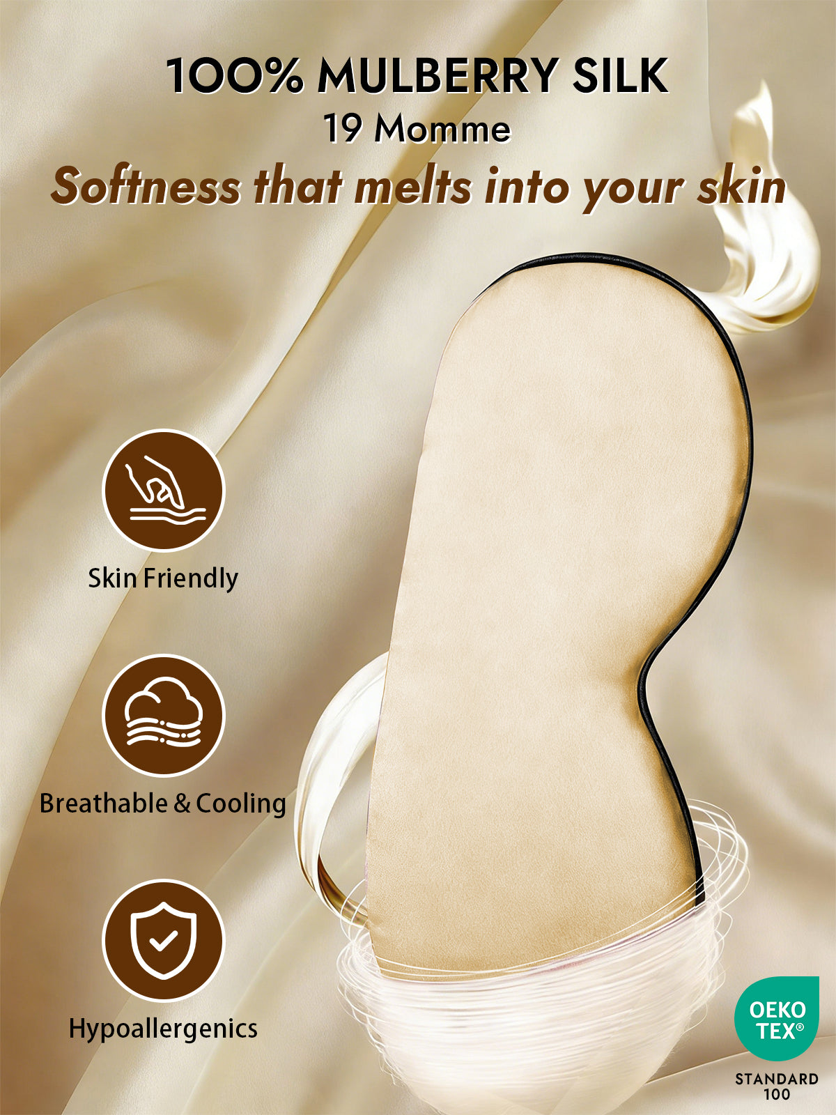 [Champagne] SilkSilky-AU 19Momme Pure Silk Eye Mask 003