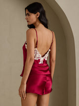 [Wine] SilkSilky-AU Sleeveless V Neck Camisole Set 002