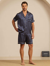 [Navy Chain] SilkSilky-AU Short Sleeve Notch Collar Men's Pyjamas 001