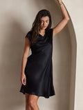 SilkSilky-AU Pure Silk Sleeveless V Neck Dress Black 004