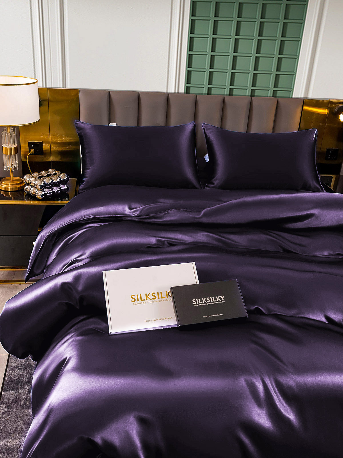 [Deep Purple] SilkSilky-AU 22Momme Pure Silk Bedding Set 005,