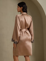 [Brown] SilkSilky-AU 3/4 Sleeve Women's Dressing Gown 002