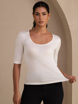 [White] SilkSilky-AU Half Sleeve Women's T-Shirt 005