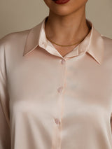 [Light Pink] SilkSilky-AU Long Sleeve Lapel Collar Women's Shirt 003