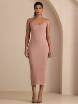 [Pink] SilkSilky-AU Spaghetti Strap Square Neck Dress 006