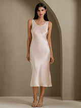 [Beige] SilkSilky-AU Sleeveless Dress 001