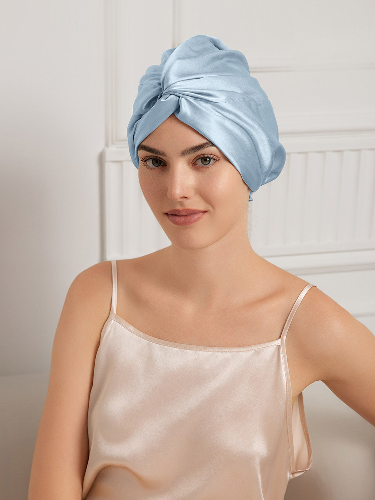 [Steel Blue] SilkSilky-AU 22Momme Pure Silk Sleep Cap 001