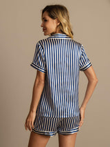 [Dark Blue] SilkSilky-AU Pure Silk Notch Collar Women's Pyjamas 002,