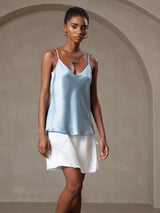 [Grayish Blue] SilkSilky-AU Spaghetti Strap V Neck Camisole 001