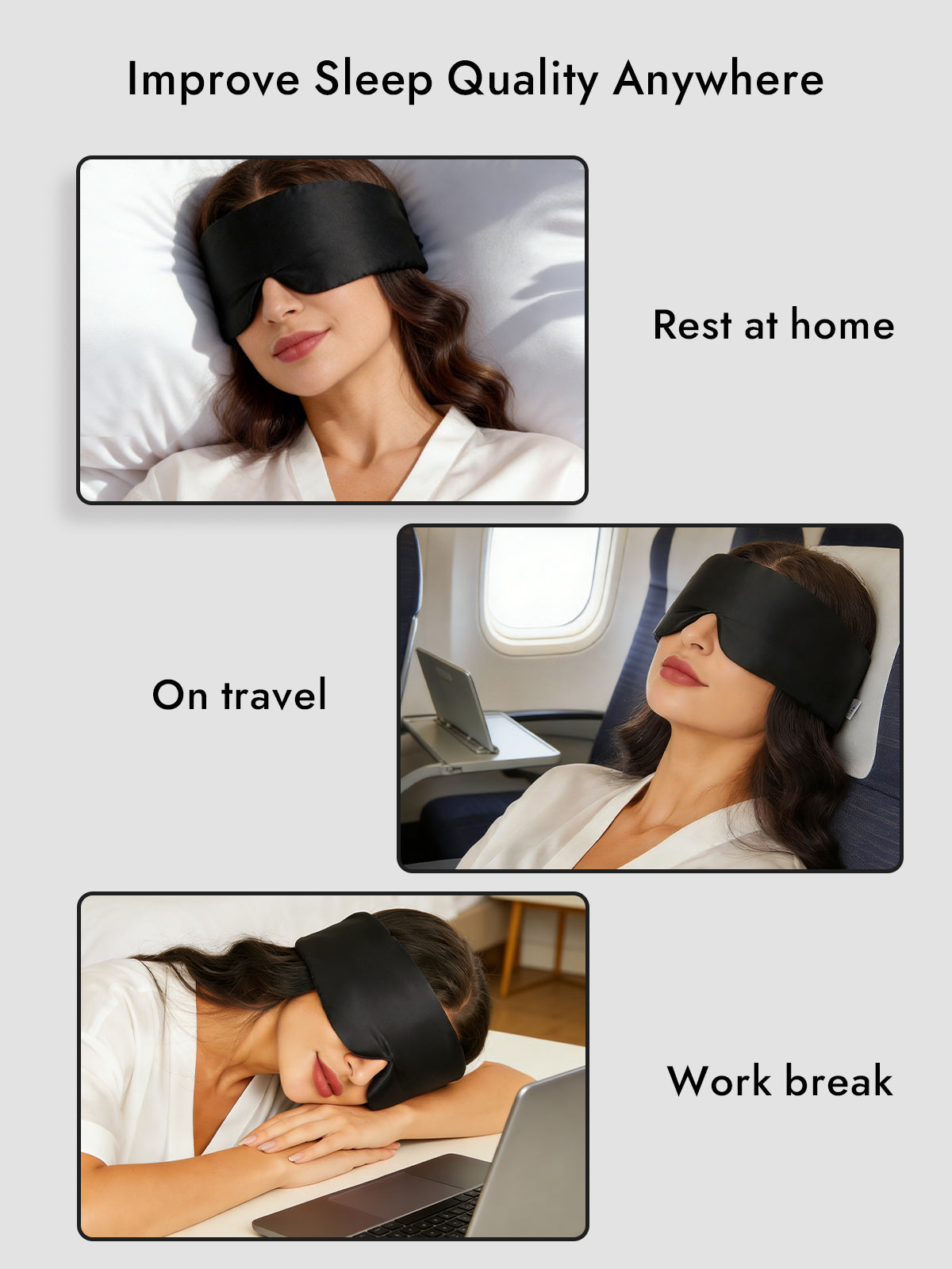 [Black] SilkSilky-AU 19Momme Pure Silk Eye Mask 006