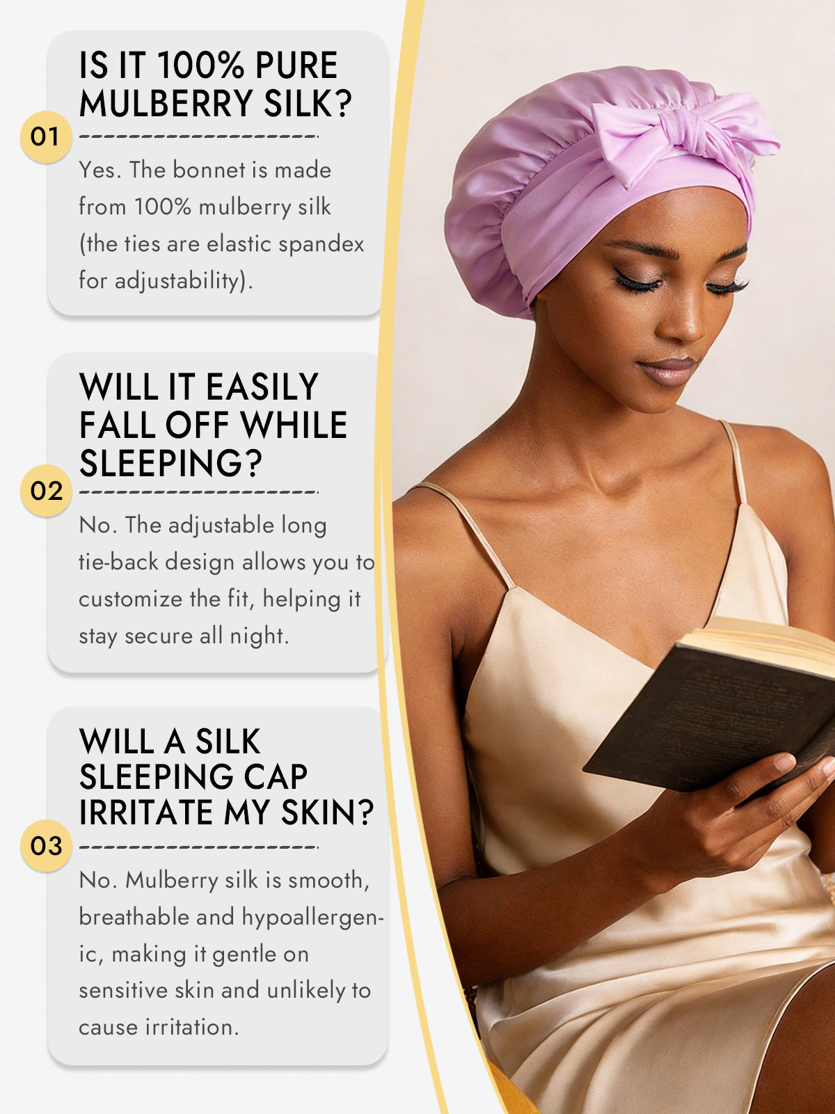 [Lavender] SilkSilky-AU Pure Silk Sleep Cap 006