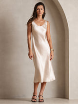 [Beige] SilkSilky-AU Sleeveless Dress 006