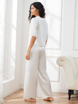 [White] SilkSilky-AU Half Sleeve Round Neck Women's Pyjamas 002