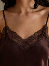[Brown] SilkSilky-AU Spaghetti Strap V Neck Camisole 004