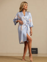 [Light Blue] SilkSilky-AU 3/4 Sleeve Women's Dressing Gown 006