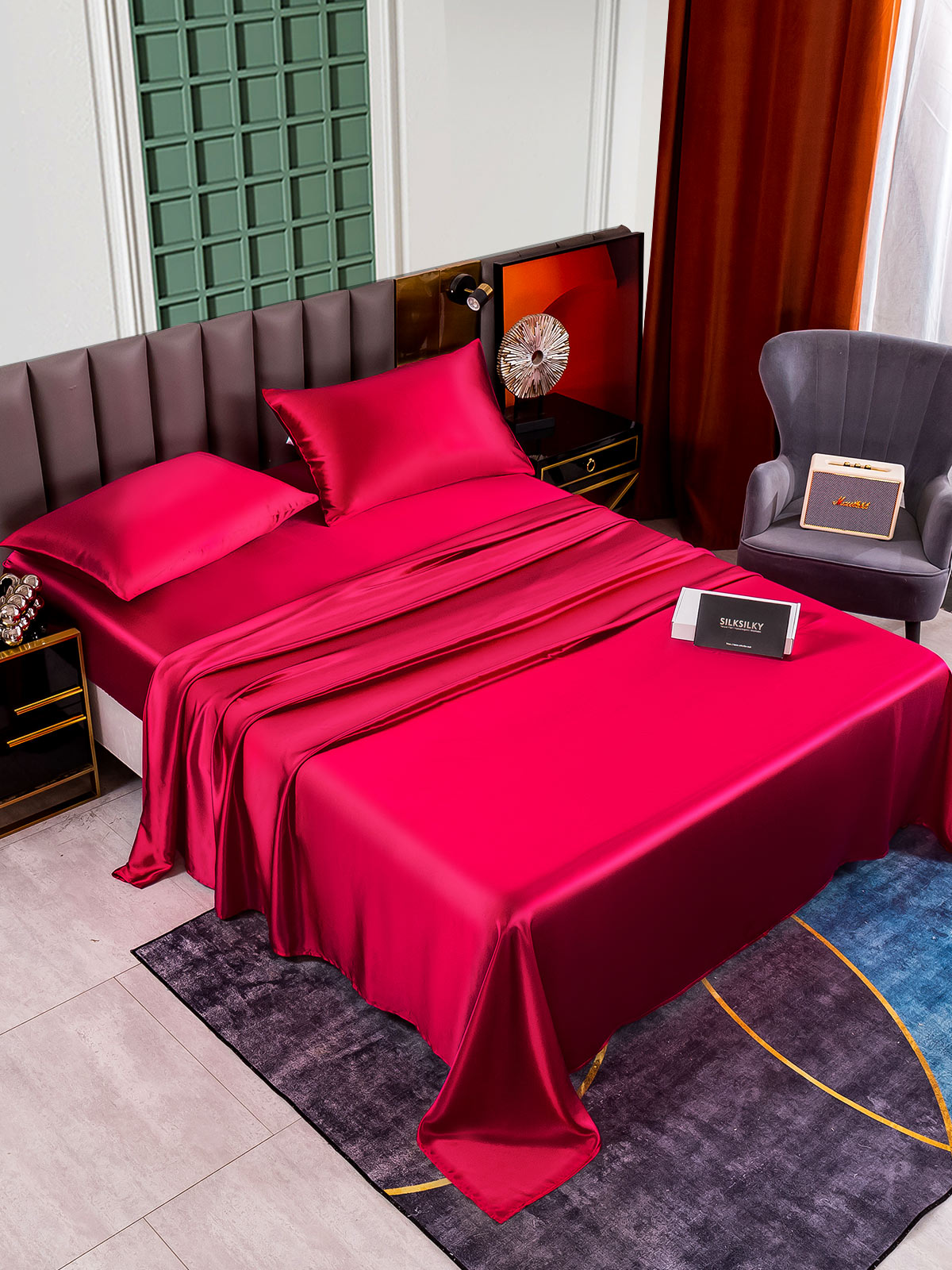 [Wine] SilkSilky-AU 25Momme Bedding Set 007