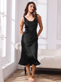 SilkSilky AU Pure Silk Sleeveless Boat Neck Dress Black 001