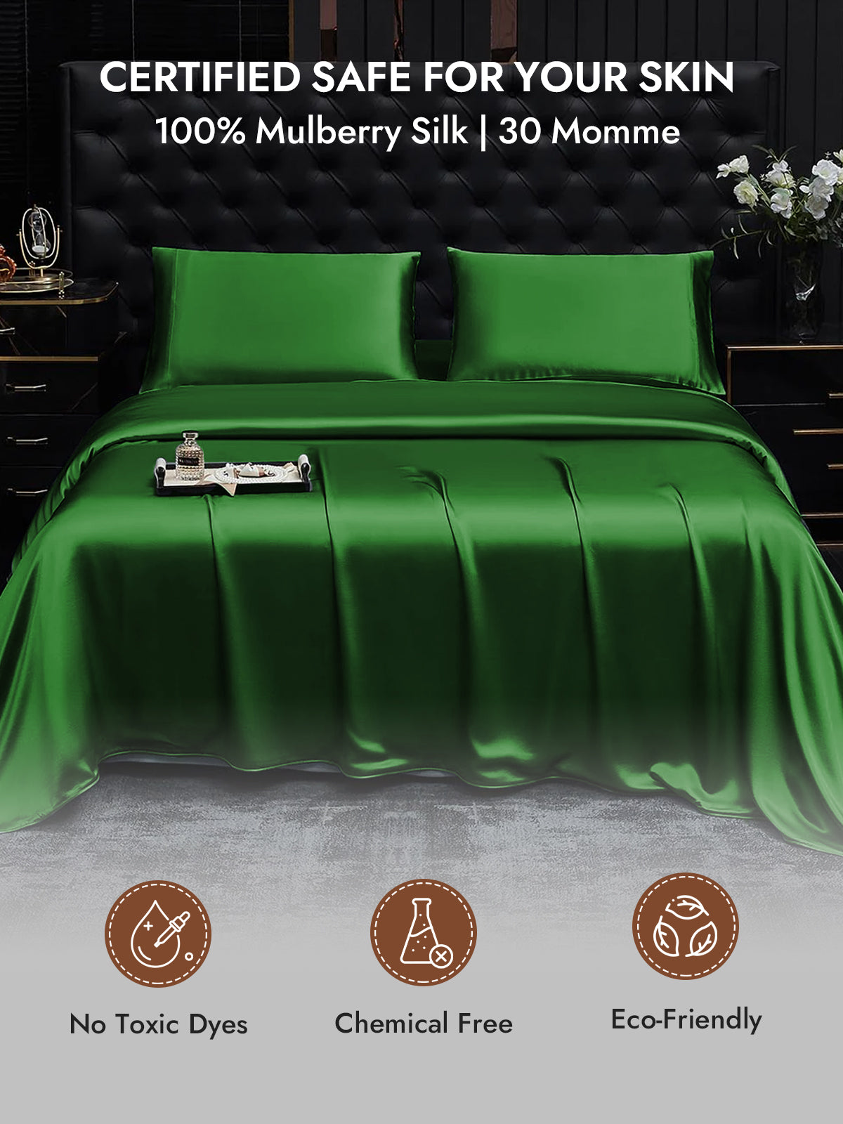 [Dark Green] SilkSilky-AU 30Momme Pure Silk Pillowcase 007