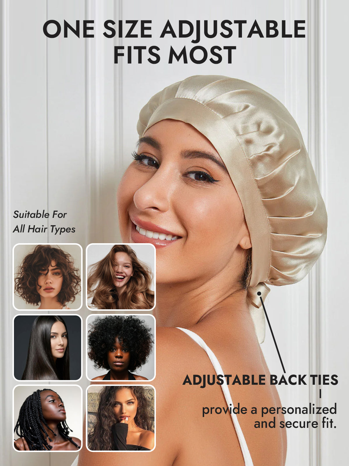 [Beige] SilkSilky-AU Pure Silk Sleep Cap 005