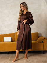 [Brown] SilkSilky-AU Long Sleeve Women's Dressing Gown 005