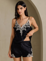 [Black] SilkSilky-AU Sleeveless V Neck Camisole Set 006