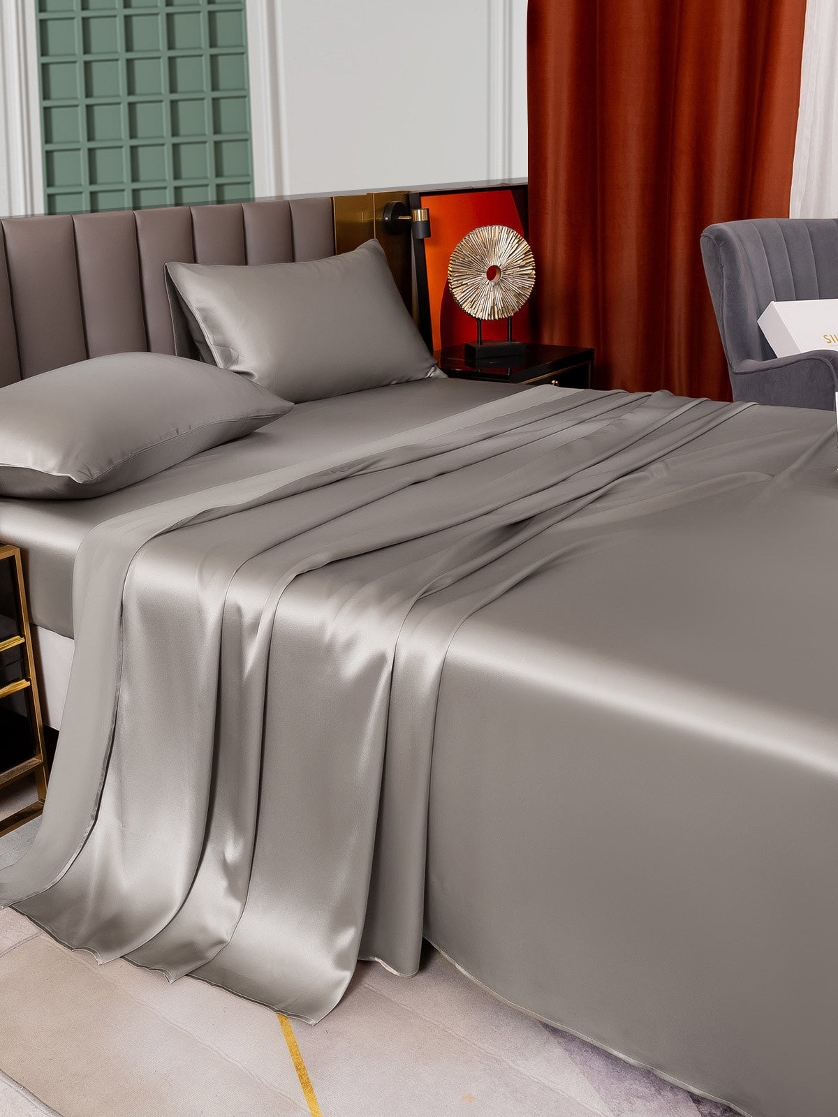 [Gray] SilkSilky-AU 25Momme Bedding Set 003
