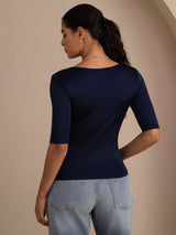 [Dark Blue] SilkSilky-AU Half Sleeve Women's T-Shirt 002