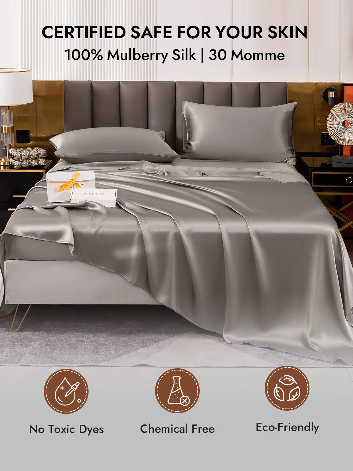 [Gray] SilkSilky-AU 30Momme Pure Silk Pillowcase 007