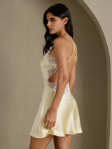 [Light Yellow] SilkSilky-AU Sleeveless V Neck Nightgown 003
