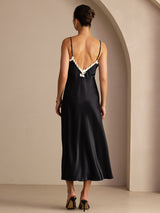 [Black] SilkSilky-AU Spaghetti Strap V Neck Dress 002