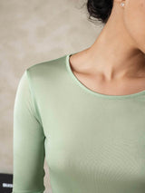 [Green] SilkSilky-AU Long Sleeve Round Neck Women's Long Johns 005