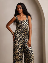 [Leopard] SilkSilky-AU Pure Silk U Neck Camisole Set 003,