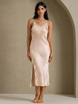 [Light Pink] SilkSilky-AU Sleeveless V Neck Nightgown 003