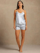 [Grayish Blue] SilkSilky-AU Sleeveless V Neck Camisole Set 006