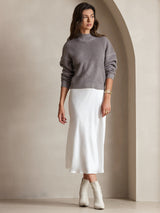 [White] SilkSilky-AU Sleeveless V Neck Dress 006