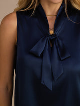 [Dark Blue] SilkSilky-AU Sleeveless Tie Neck Camisole 007