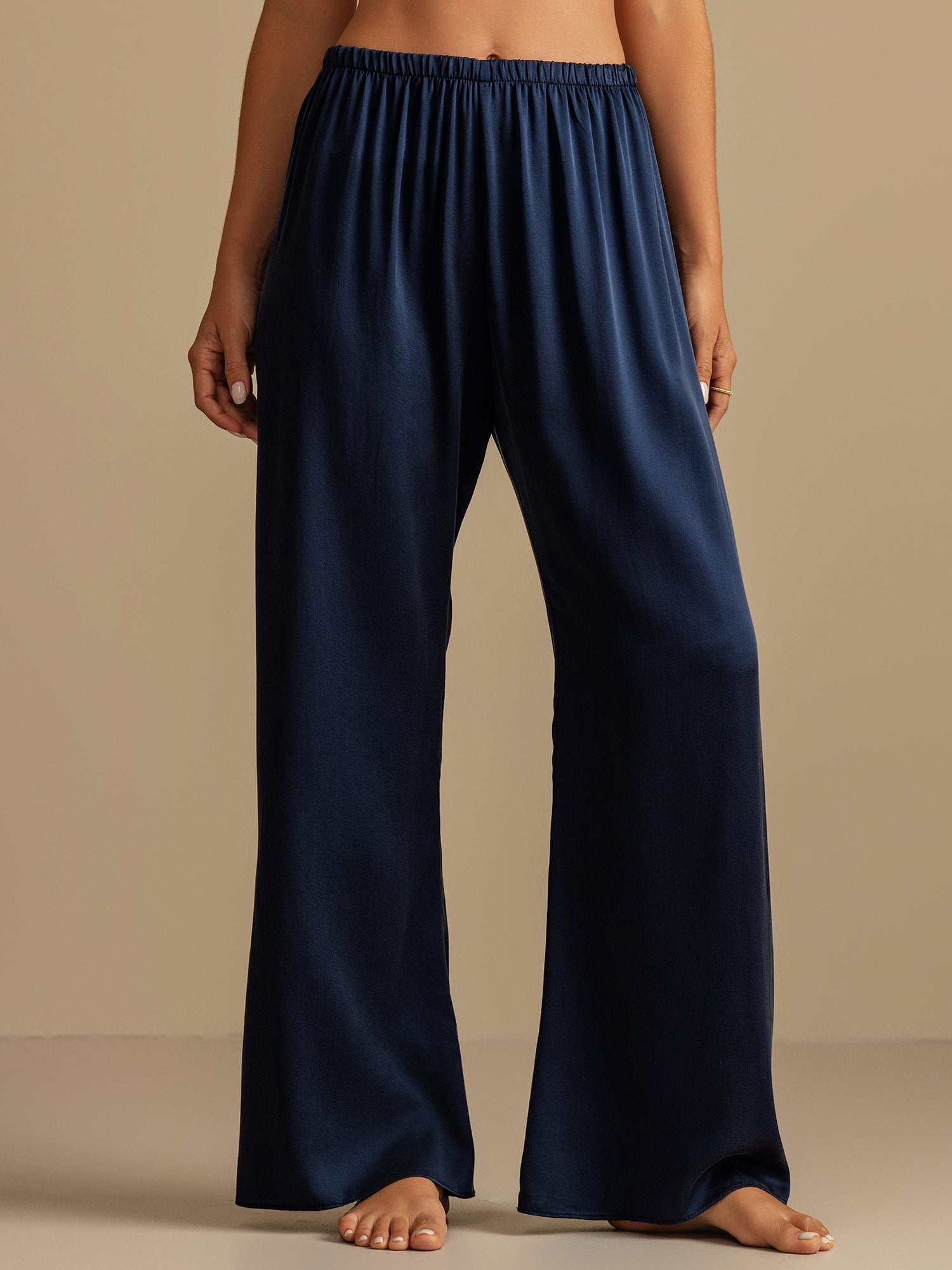 [Dark Blue] SilkSilky-AU 19Momme Washable Silk Womens Sleep Bottoms 006,