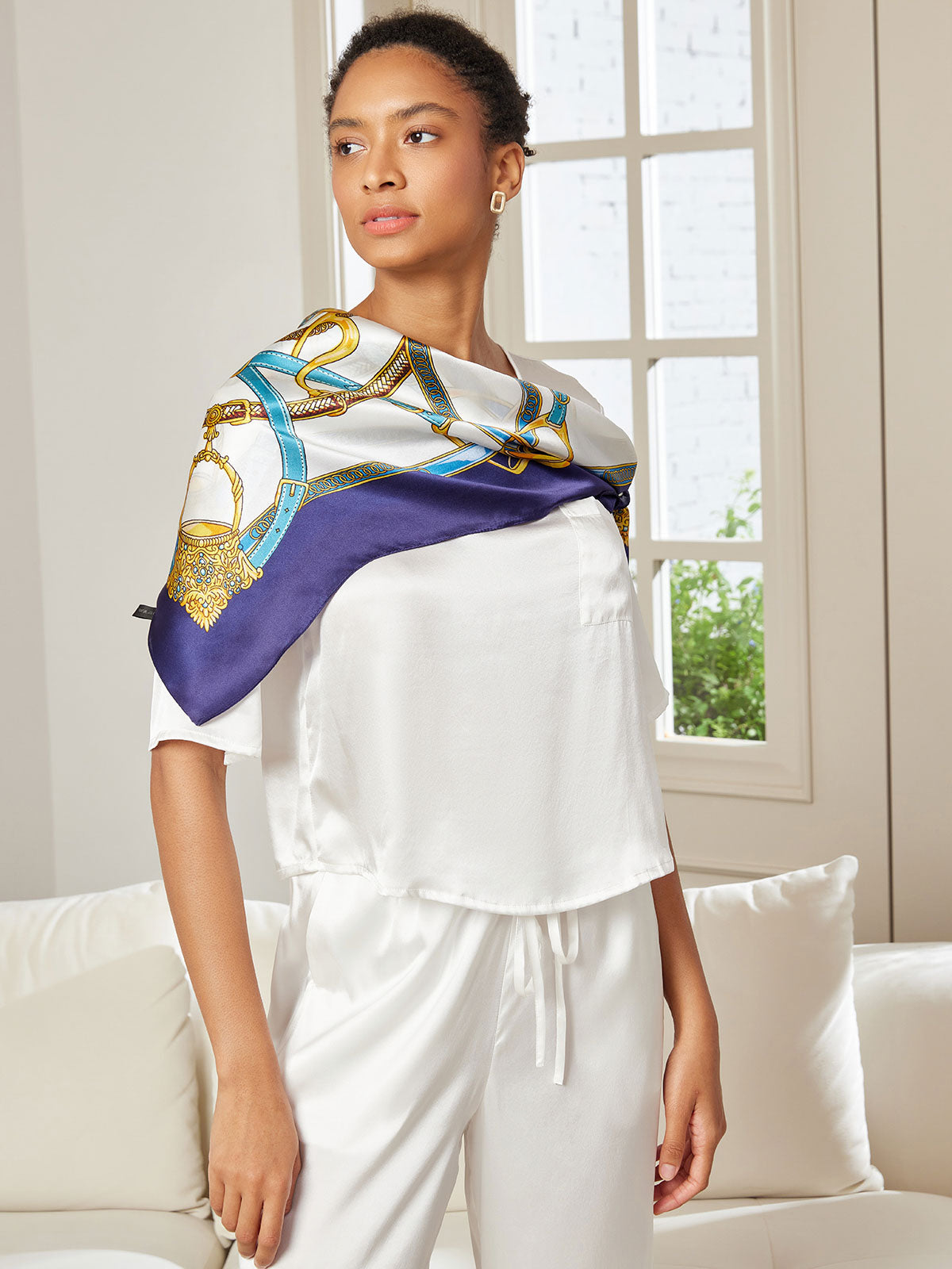 SilkSilky AU Pure Silk Scarf Blue 002